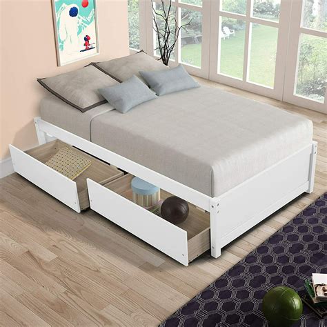 Twin Bed Frame With 2 Storage Drawers Platform Bed Frame For Kids