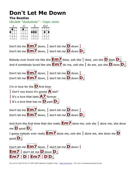 Dont Let Me Down The Beatles Myukeca Ukulele Songs