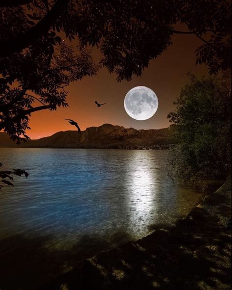 Moonrise Reflection 🌝 Beautiful Nature Moon Photography Beautiful Moon