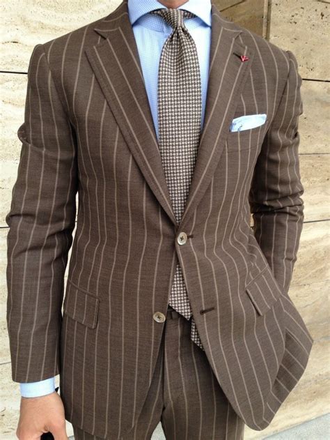 Brown Pinstripe Suit Perfection Suits Pinstripe Suit Mens Outfits