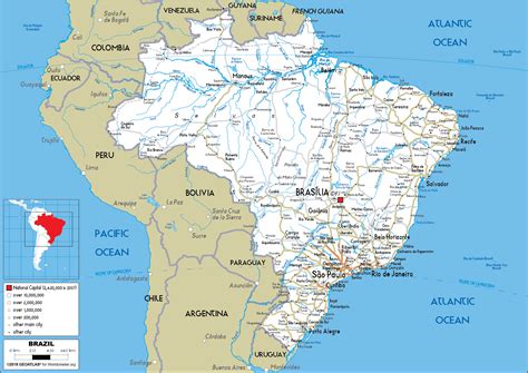 Download fully editable outline map of brazil. Brazil Map (Road) - Worldometer