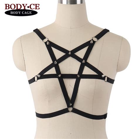 10 pcs lot spike pentagram harness bondage strap tops cage bra adjust lingerie exotic appare bra