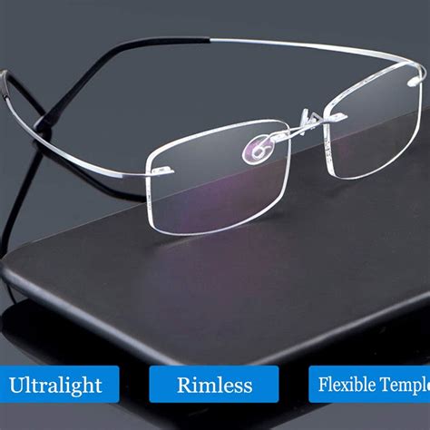 viseng 2 pairs rimless reading glasses titanium metal ultra light readers of men women 1 25 a 2