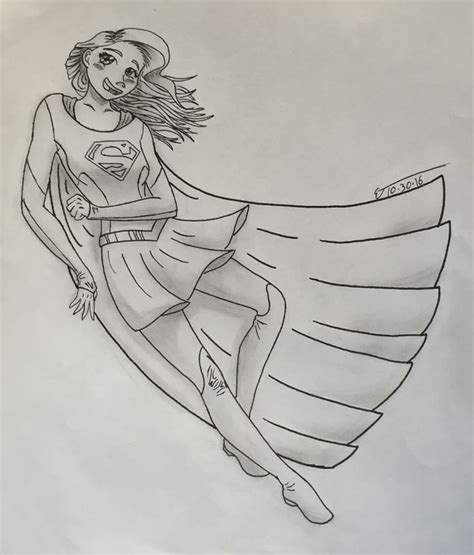 A Drawing Of Supergirl I Did For A Friend My Drawings Drawings Humanoid Sketch