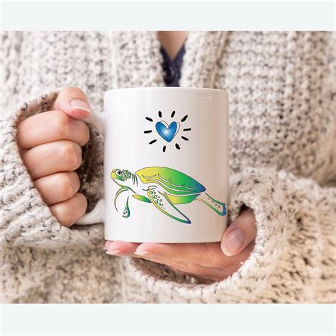 Sea Turtle Gift I Heart Turtles Coffee Mug Choose Kindness Etsy