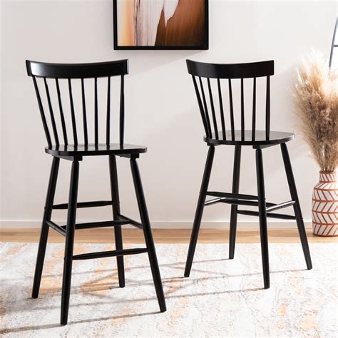 Safavieh Providence Solid Spindle Back Bar Stool With Footrest Black