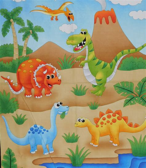 Patchwork Quilting Sewing Fabric Dinosaur World Panel 90x110cm New