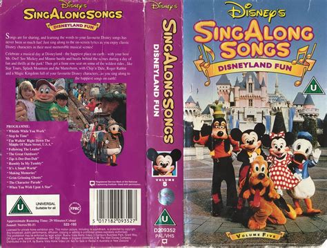 Sing Along Songs Disneyland Fun Uk Vhs Front Cover Flickr