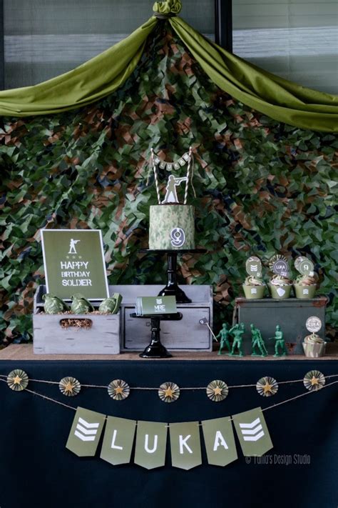 March your guests to the ultimate army camouflage party with our fancy dress, disposable tableware, games, decorations and more! Army Deployment Party Decorations | Shelly Lighting
