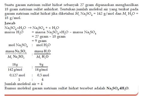 Contoh Soal Penentuan Rumus Kimia Empiris Molekul Hidrat Kadar Dalam