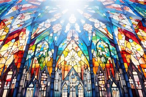 Premium Ai Image Stained Glass Window With The Sun Shining Through The Stained Glass