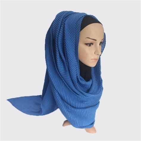 pleated oversize muslim hijab scarf islamic hijabs shawl plain women wrinkle blanklet scarves