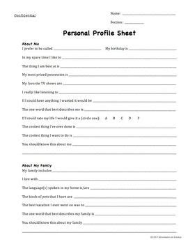 Find employers in your area, get jobs tips and get the edge! Personal Profile Sheets- Get to Know Your New Students {Fully Editable} | Getting to know you ...
