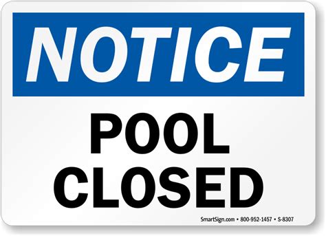 Swimming Pool Closed Signs Pool Temporarily Closed Signs