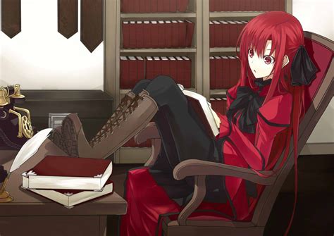 Anime Girl Pretty Beautiful Long Hair Dress Red Wallpaper