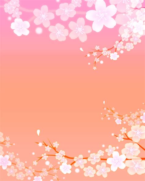 花のイラスト・フリー素材／壁紙・背景no041『ピンク・桜・梅・枝』
