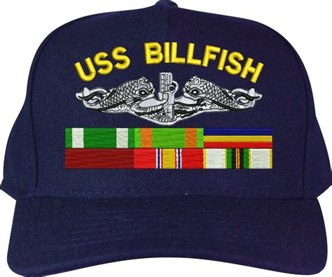 Custom Embroidered Submarine Service Ball Cap With Military Ribbons