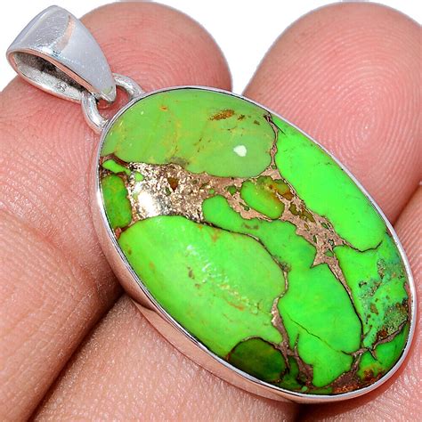 Copper Green Turquoise Arizona Sterling Silver Pendant Jewelry
