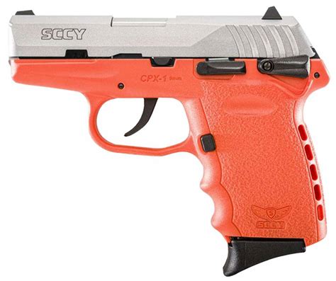 SCCY Industries CPX TTOR CPX Mm Luger Stainless Steel Slide Orange Polymer Grip