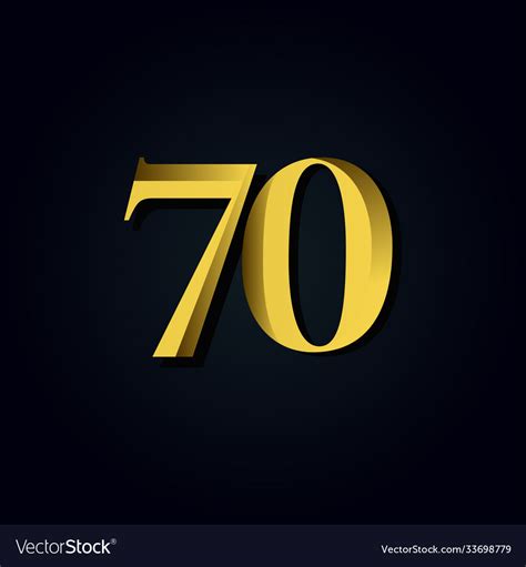 70 Years Anniversary Gold Number Template Design Vector Image