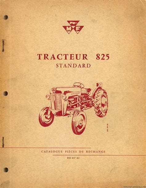 Catalogue Pièces Rechange Massey Ferguson Mf 825 Standard