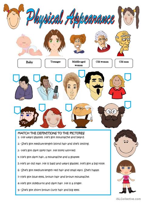 Physical Appearance English Esl Worksheets Pdf Doc