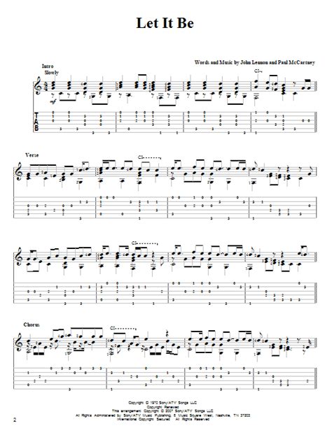 Let It Be Sheet Music The Beatles Solo Guitar