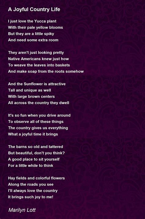 A Joyful Country Life A Joyful Country Life Poem By Marilyn Lott