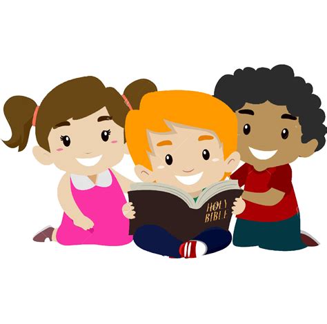 55395845 Vector Illustration Of Children Reading Bible Kids Bible