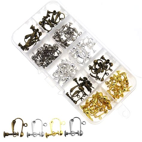 64pcs 4 color jewelry making clip on non pierced earring findings kits with case ebay