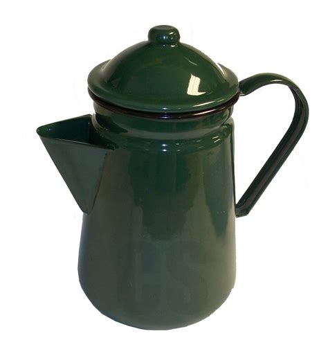 Falcon Green Enamel Tall Coffee Pot With Handle And Lid Tea Camping
