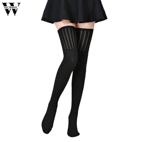 Buy Womens Winter Thigh High Stockings Solid Color