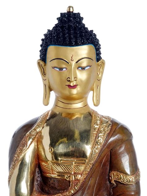 Akshobhya Shakyamuni 32 Cm Teilfeuervergoldet Buddhastatue