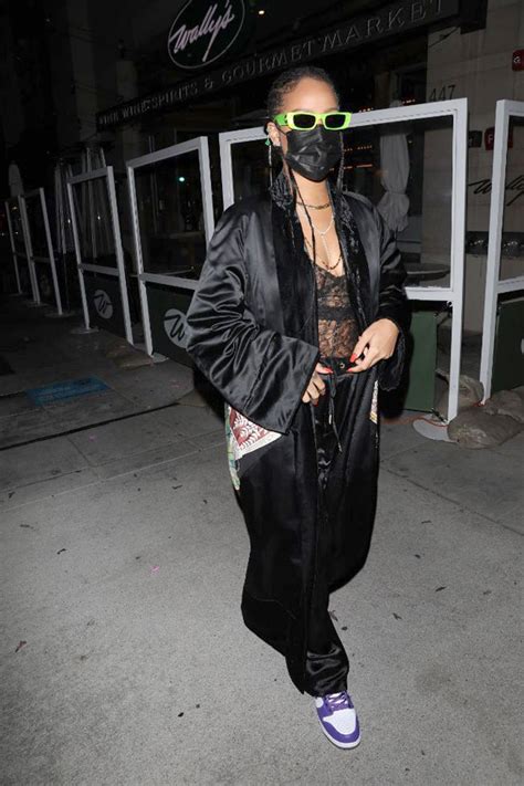 Rihanna Grabs Attention In Lacy Sheer Top Kimono And Nike Air Jordans Worth Over Rs 18000