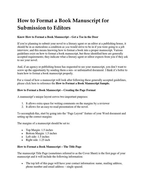 How To Format A Book Manuscript For Submission To Editors By