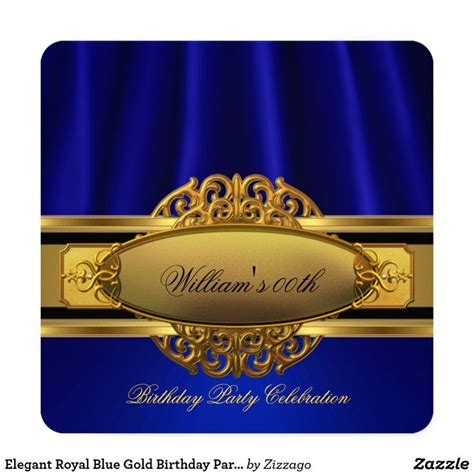 Elegant Royal Blue Gold Birthday Party Invitation Zazzle Royal Blue