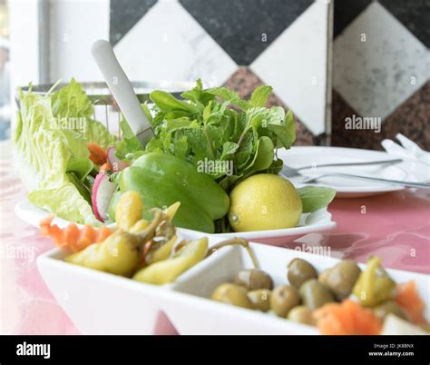 Lebanese Vegetables Olives Recipe Stock Photo Alamy