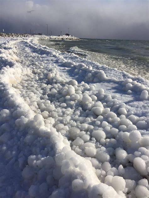 Hundreds Of Ice Balls Form On Lake Huron Island Near Mackinac