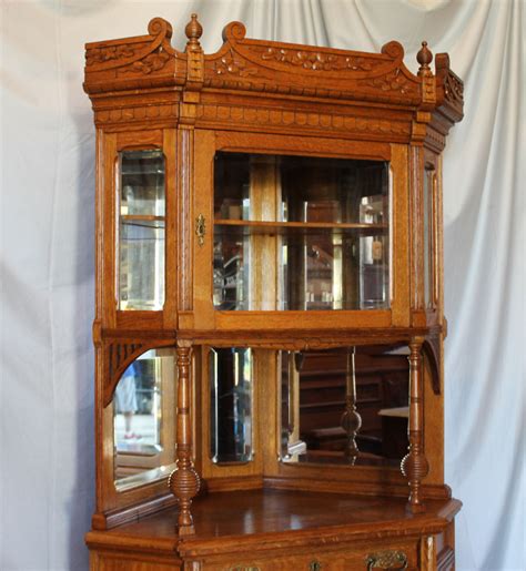 21 posts related to antique corner curio cabinet. Bargain John's Antiques | Victorian Two Piece Oak Corner ...