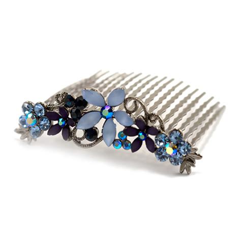Hand Made Hair Jewelry Swarovski Crystal Hair Comb With Frosted Flowers