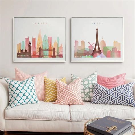 Delightful Abstract City Scapes Wall Art London Paris New York Posters