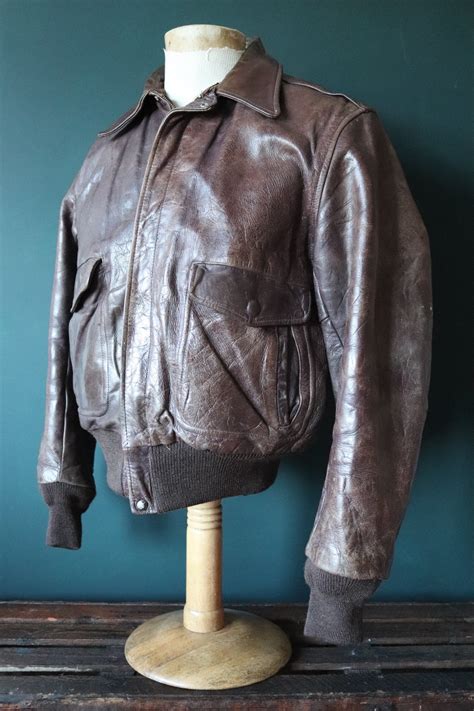 Vintage 1950s 50s Brown Horsehide Leather Jacket Conmar Zipper G 1 A2
