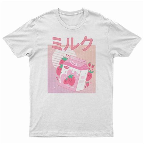 Kawaii Strawberry Milk Shake T Shirt For Unisex Digitalprintcustom