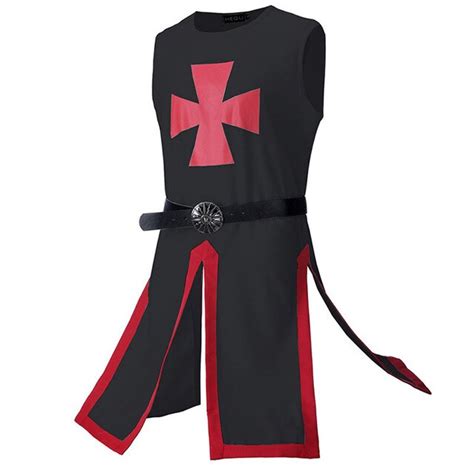 Medieval Knight Templar Crusader Costume Men Vest Tunic Shirt Warriror