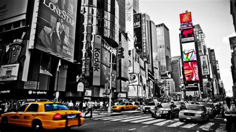 City Street Cityscape Road Selective Coloring Taxi New York City