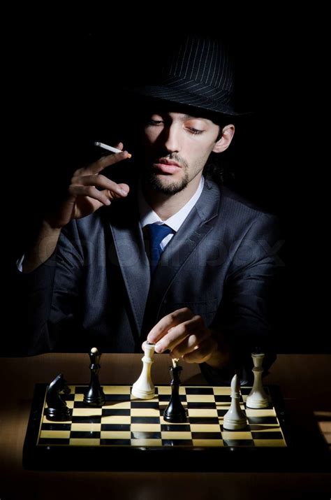 Chess Player Playing His Game Stock Image Colourbox