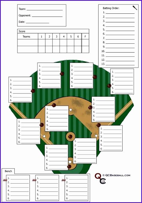 30 Baseball Lineup Card Excel Example Document Template