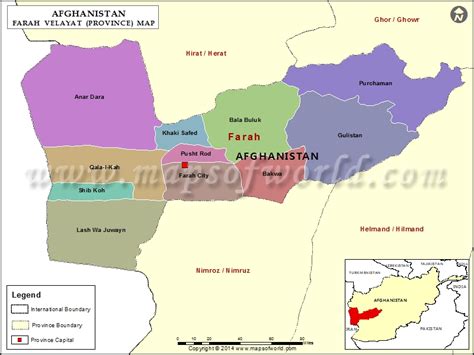 Farah Map Map Of Farah Province Velayat Afghanistan