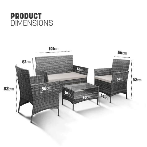 Buy Keplin 4pc Rattan Garden Furniture Set Outdoor Lounger Sofa