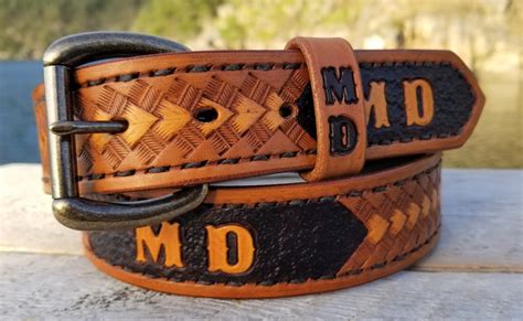 Western Personalized Leather Belt With Name And Initials Engraved